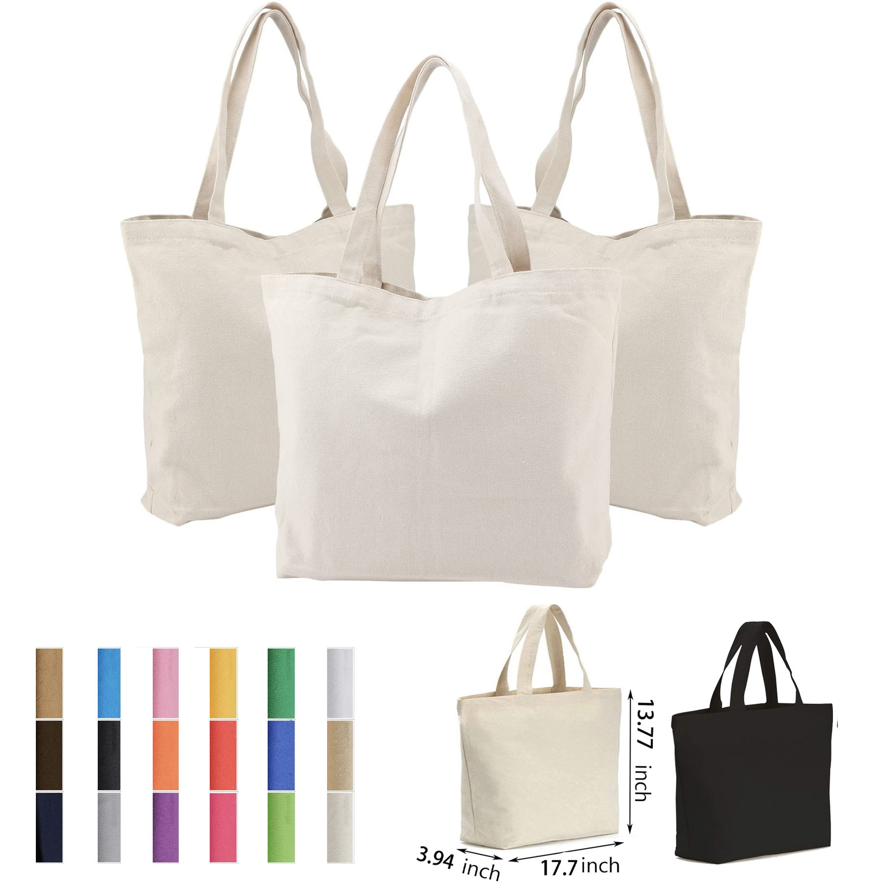 Canvas Tote bag Bottom Gusset, custom tote bag with logo imprint 1