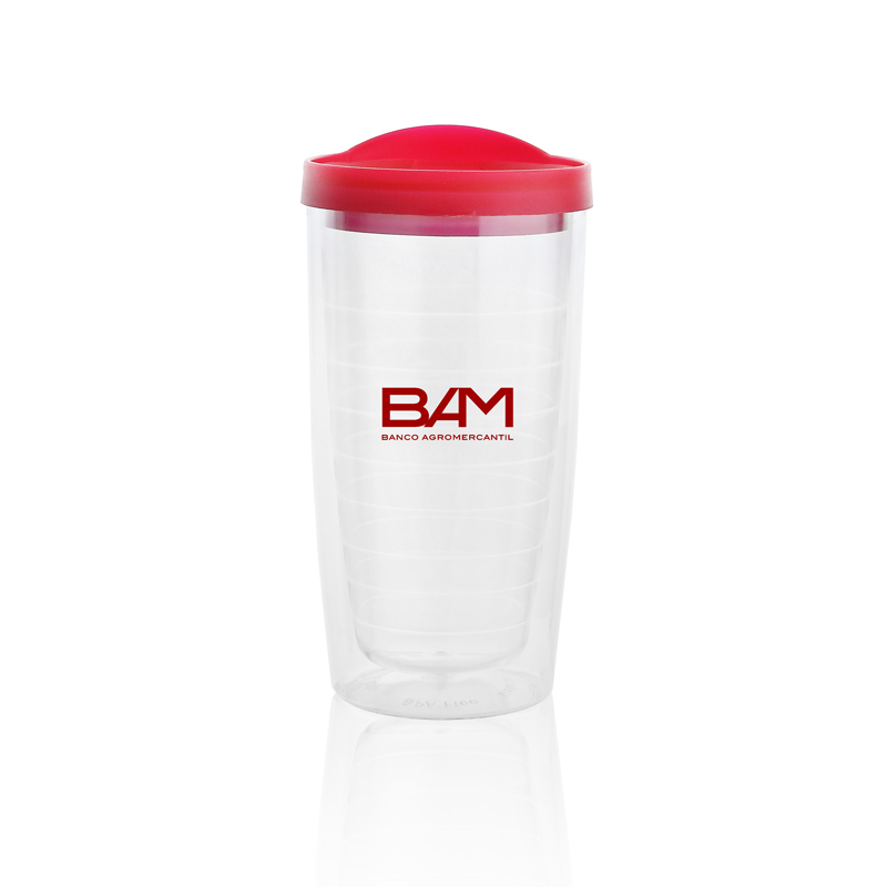 16 Oz. Newport Double-Wall Acrylic Tumbler (Clear/Red)