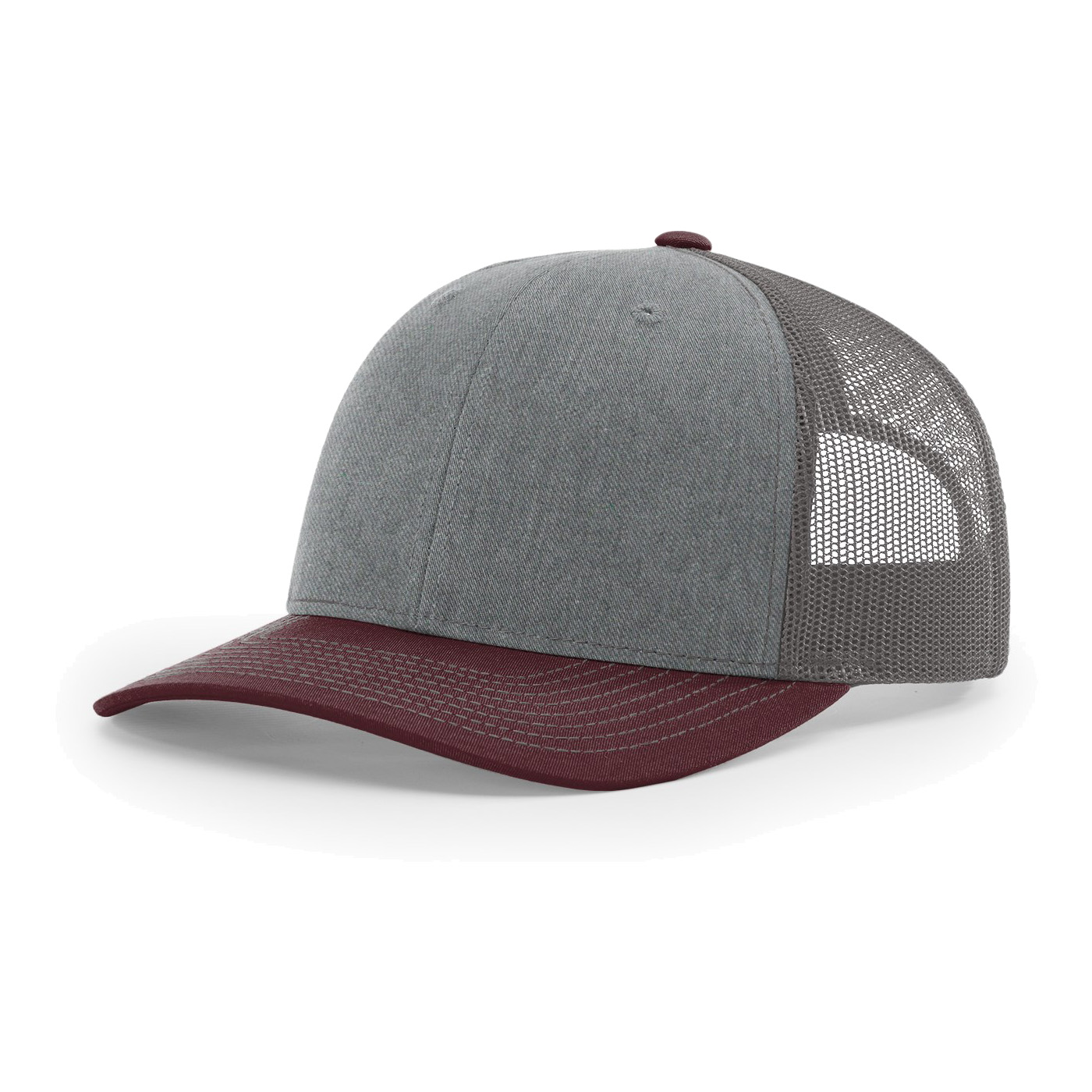 Richardson 112 6-Panel Snapback Trucker Hat w/Leatherette Adhesive Patches or Embroidery 121
