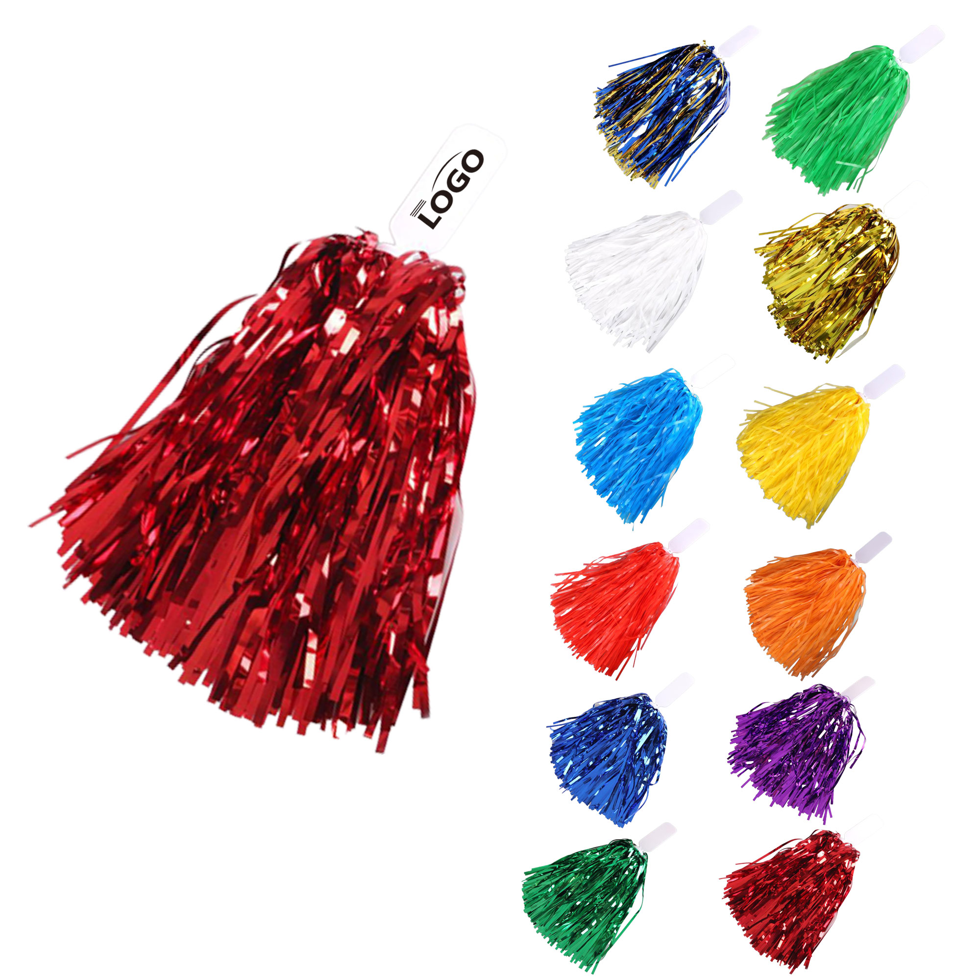 Solid Color Cheerleading Poms Flat Handle 2