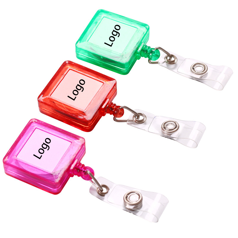 Square Shape Retractable Badge Reel with Metal Clip 5