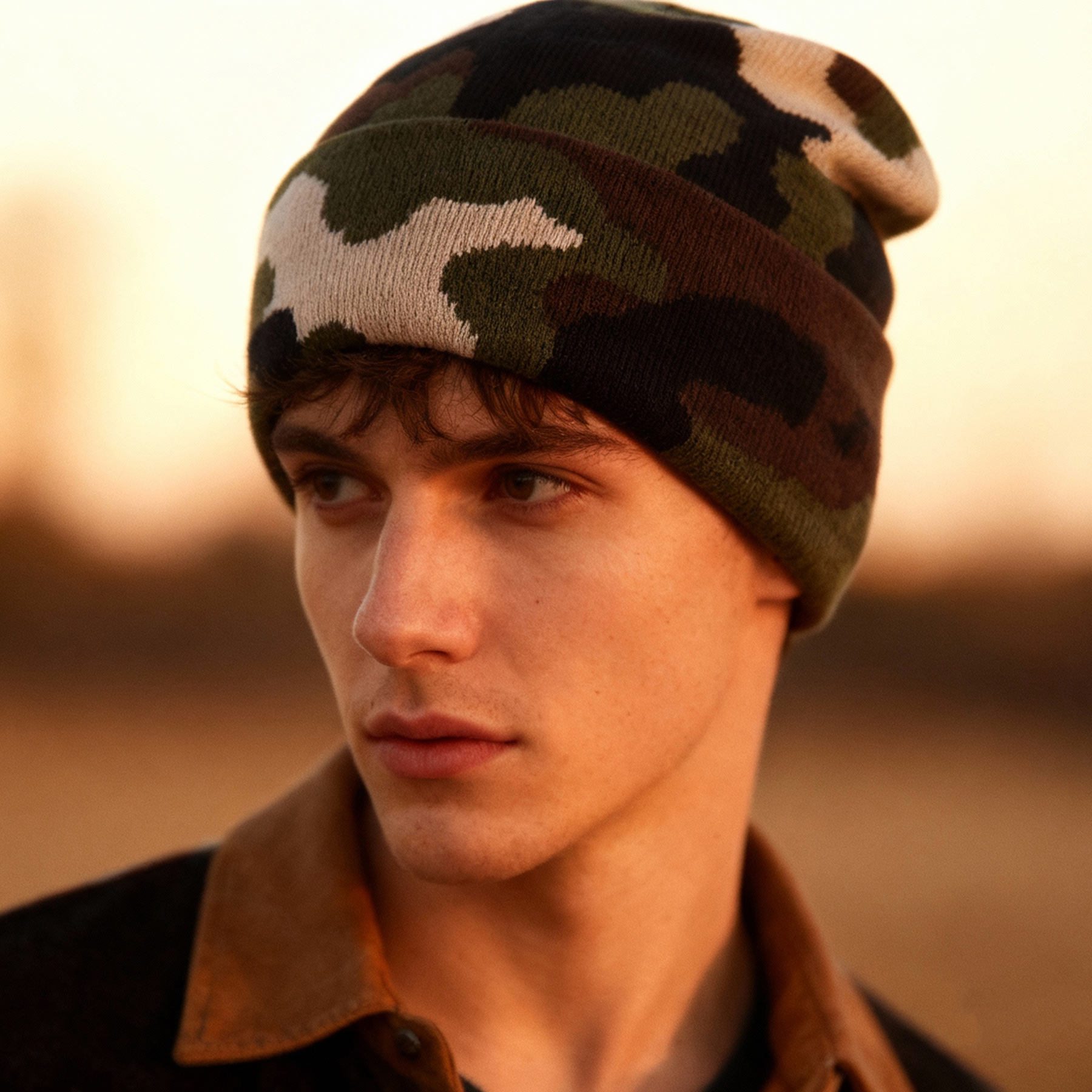 Unisex Camouflage Cuffed Knit Beanie 3