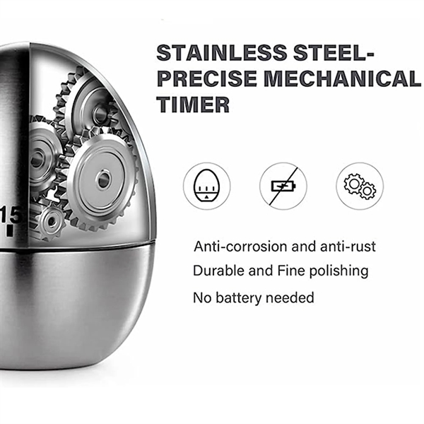 60 Minute Countdown Stainless Steel Egg Type Mechanical Timer 1