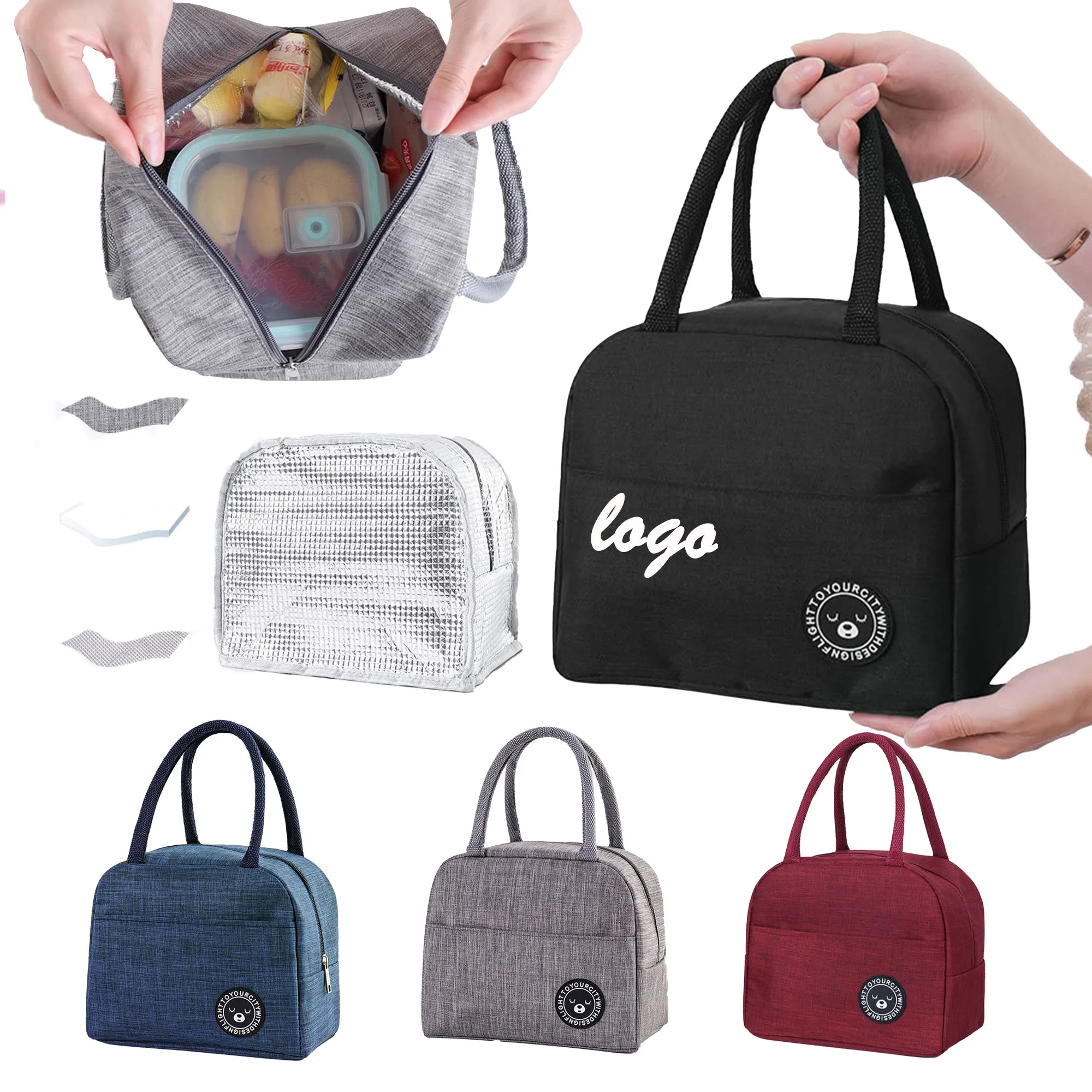 MOQ 30 Insulated Lunch Box Bag Thickened Handbag Oxford