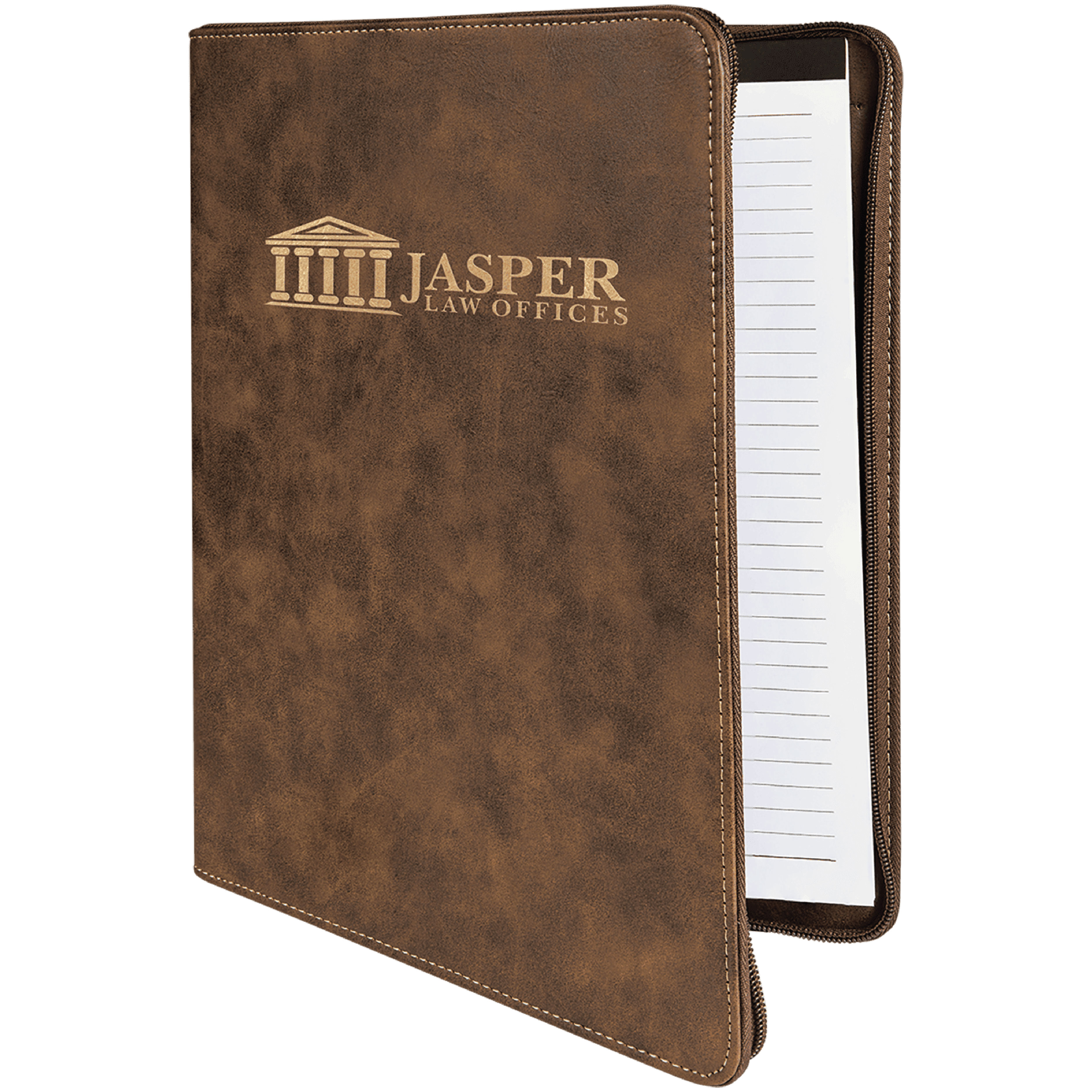 9" x 12" Leatherette Rustic/Gold Portfolio with Zipper 1