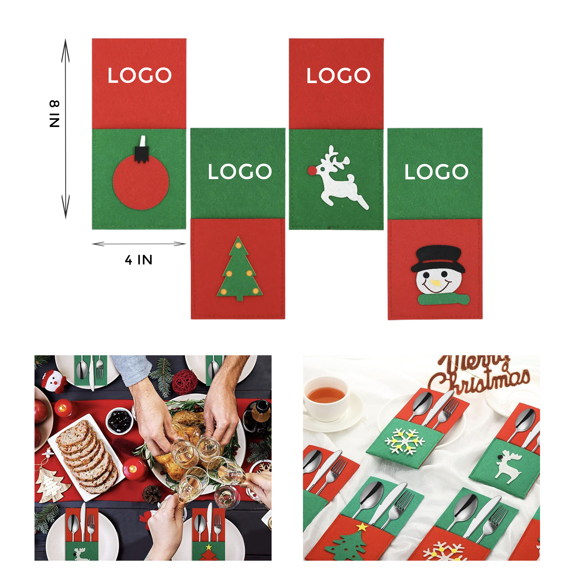 MOQ 10 PCS Festive Christmas Cutlery Storage Bag 2