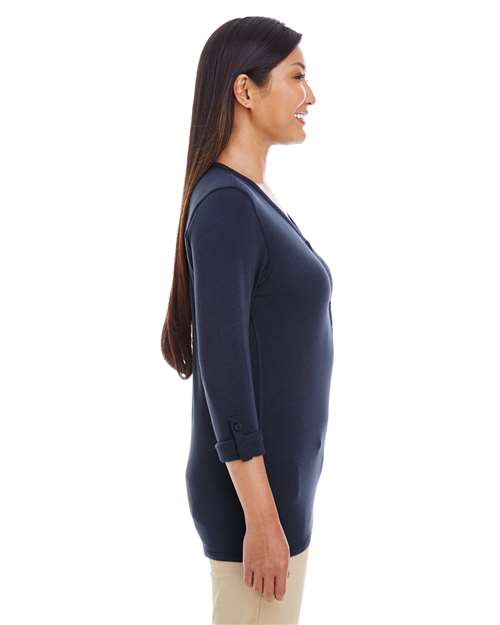Women's Perfect Fit™ Y-Placket Convertible Sleeve Knit Top - DP186W 32