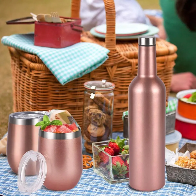 Luxury Wine Tumbler Gift Set - Bottle and Two Cups 3