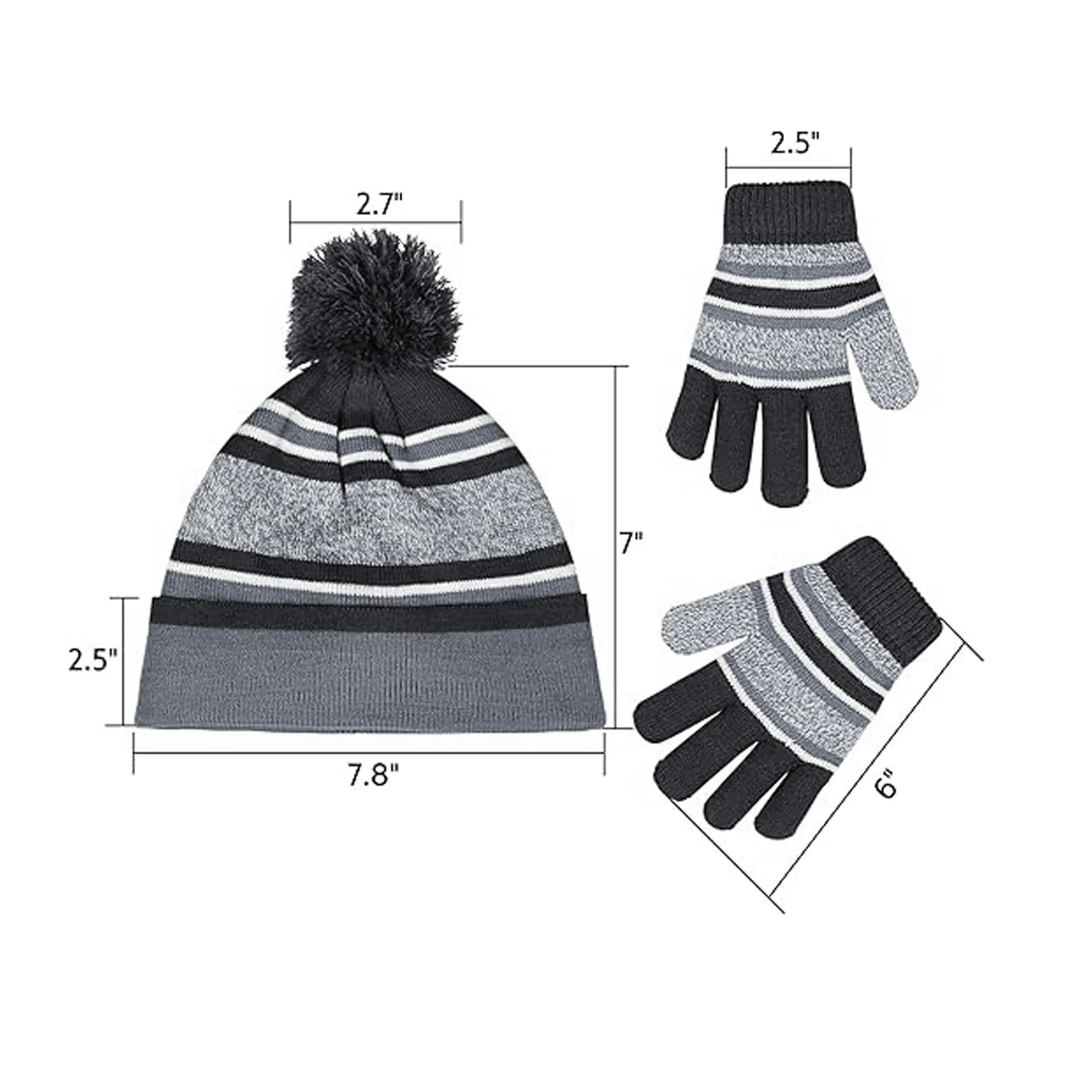 2PCS Kids Winter Knit Hat Gloves Set 3