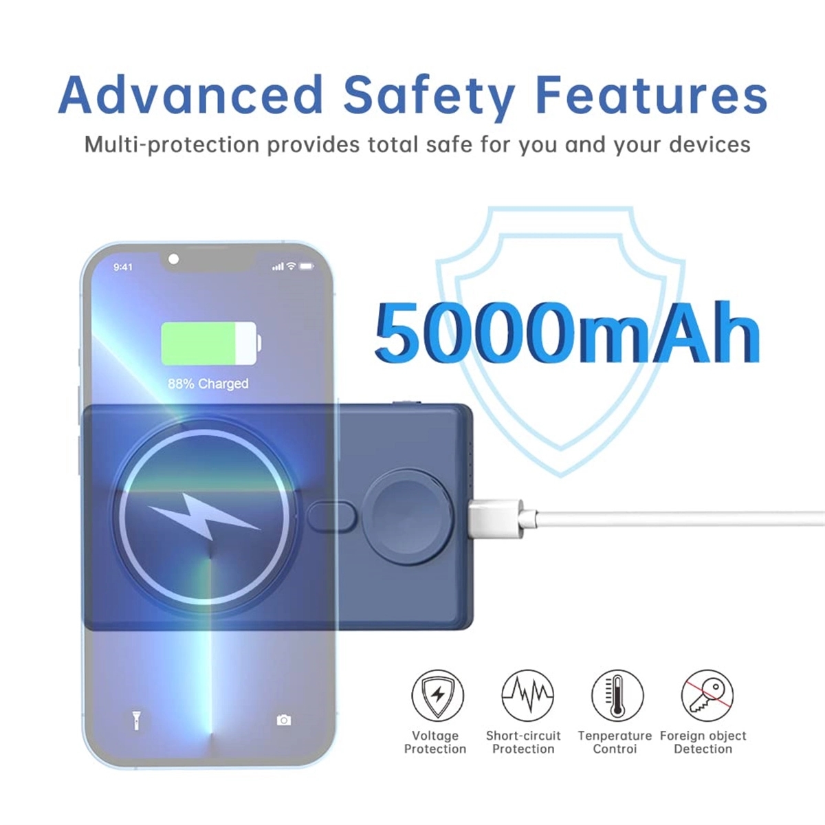 3 in 1 Slim 5000mAh Magnetic Wireless Power Bank 2