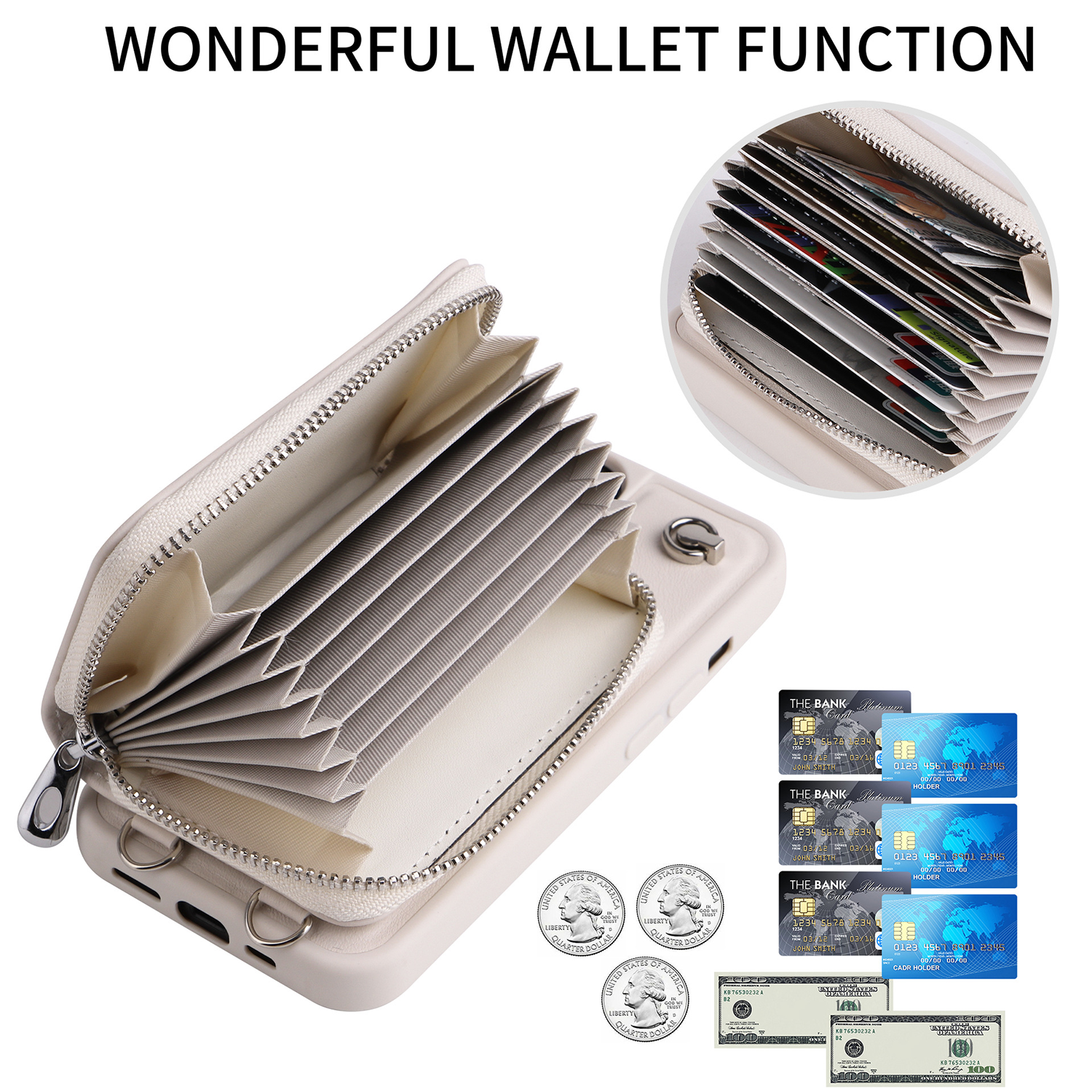 PU Cell Phone Case Crossbody Bag Wallet w/ Card Slots 6