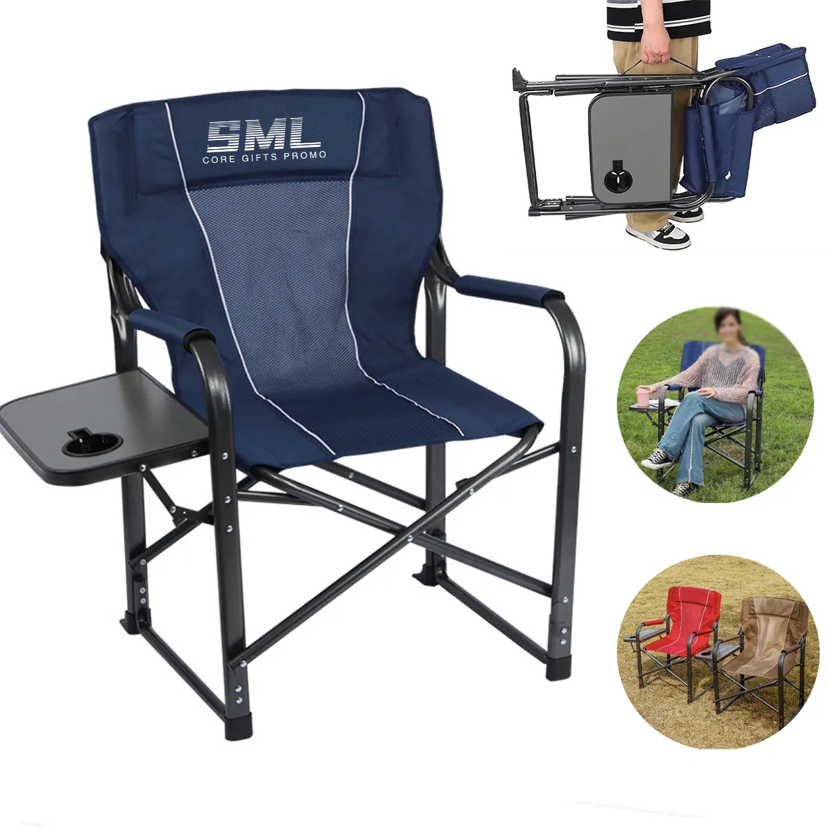 Portable Foldable Directors Chair with Side Table 2