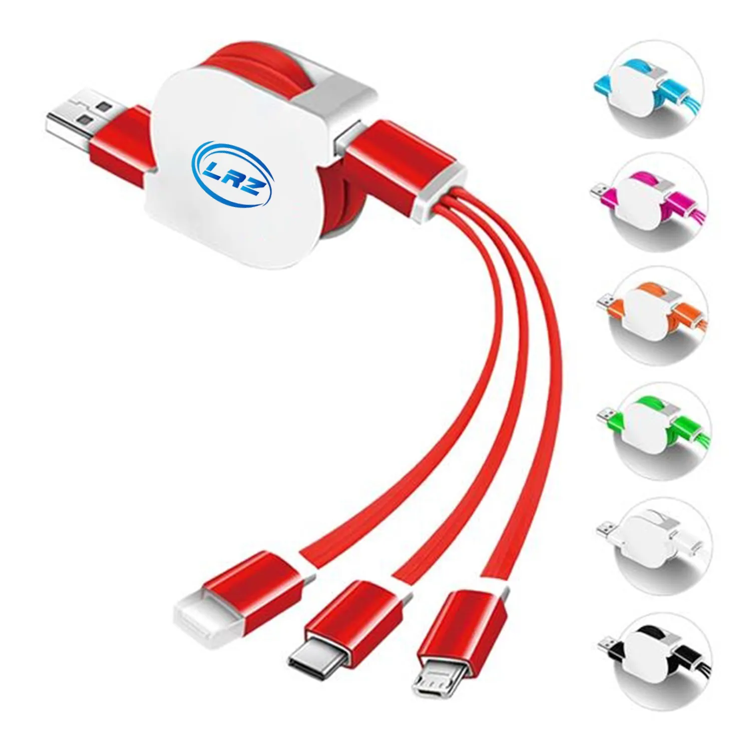 3-In-1 Lanyard Cell Phone Charging Cable W/Type-C Adapter 4