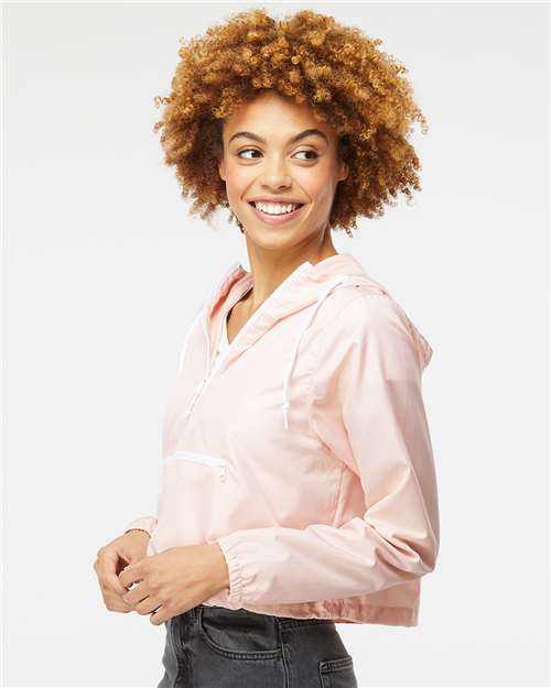 Women's Lightweight Quarter-Zip Pullover Crop Windbreaker - EXP64CRP 4