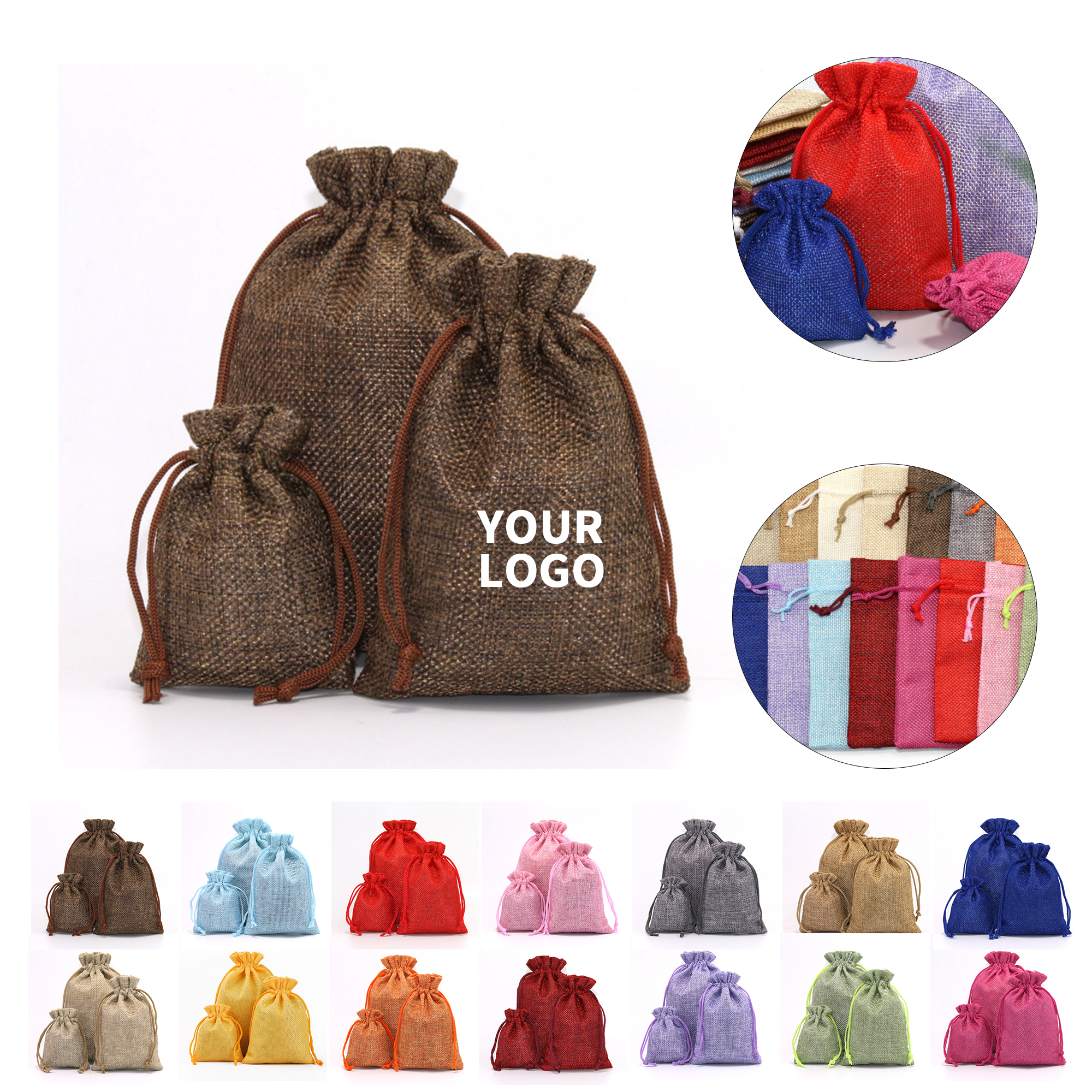 Nylon Linen Drawstring Jewelry Pouch 13