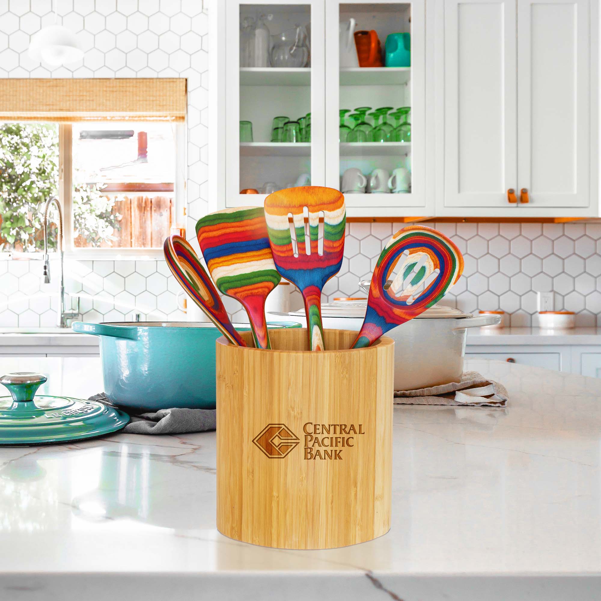 Oval Shaped Bamboo Kitchen Utensil Holder 6