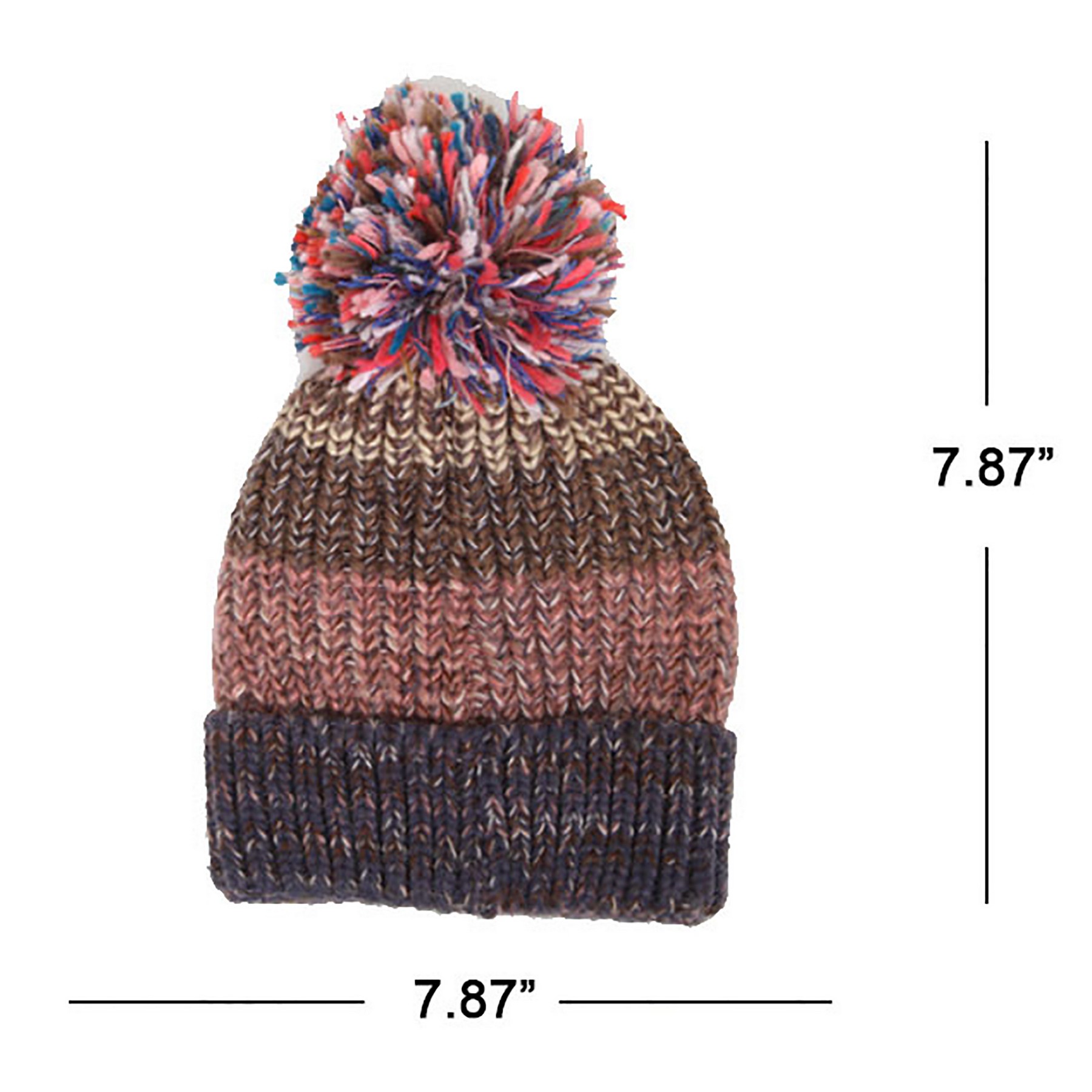 Winter Beanie Soft Cuff Pom Pom Stripe Knit hat 4