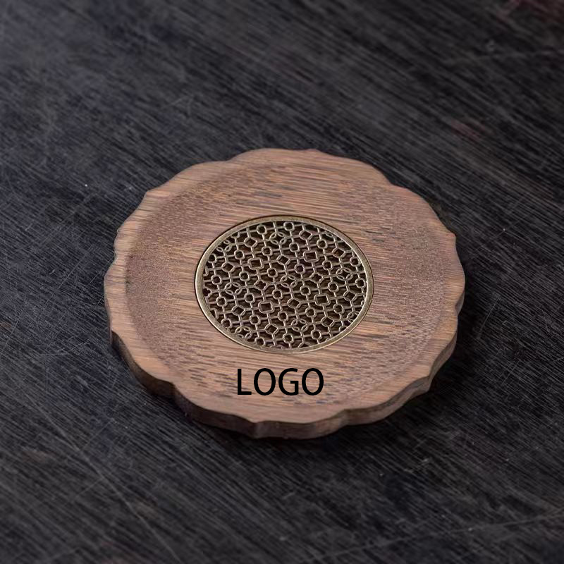 Handcrafted Bamboo Coaster with Intricate Metal Inlay 1