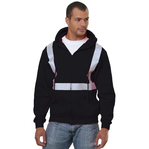 Full Zip Hoodie Solid Striping, custom hoodie or sweatshirt with logo imprint 6