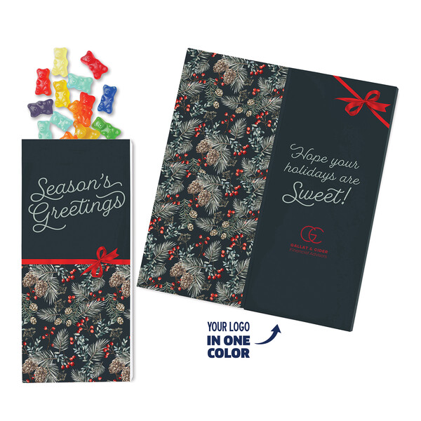 One Color Foil-Stamped Stock Pine Boughs & Berries Sweeter Cards with Albanese Gummi Bears 2