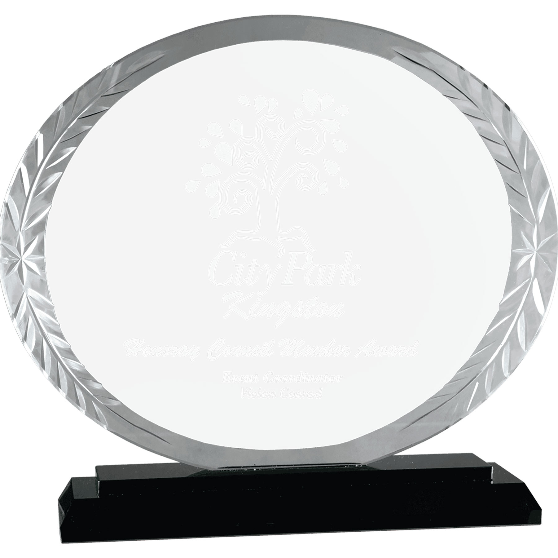 7" Oval Accent Glass on Black Base