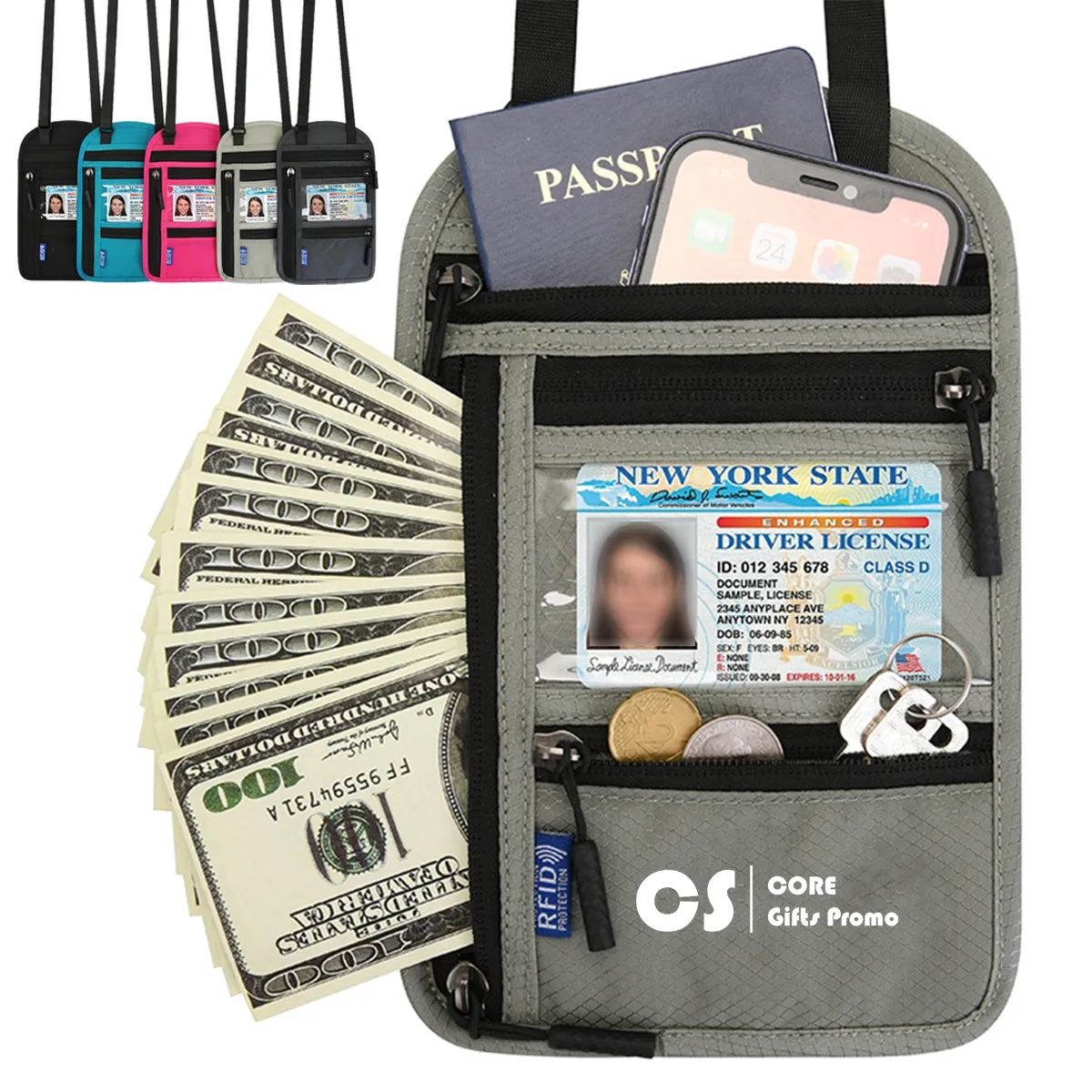 Travel Neck Wallet with RFID Blocking 2
