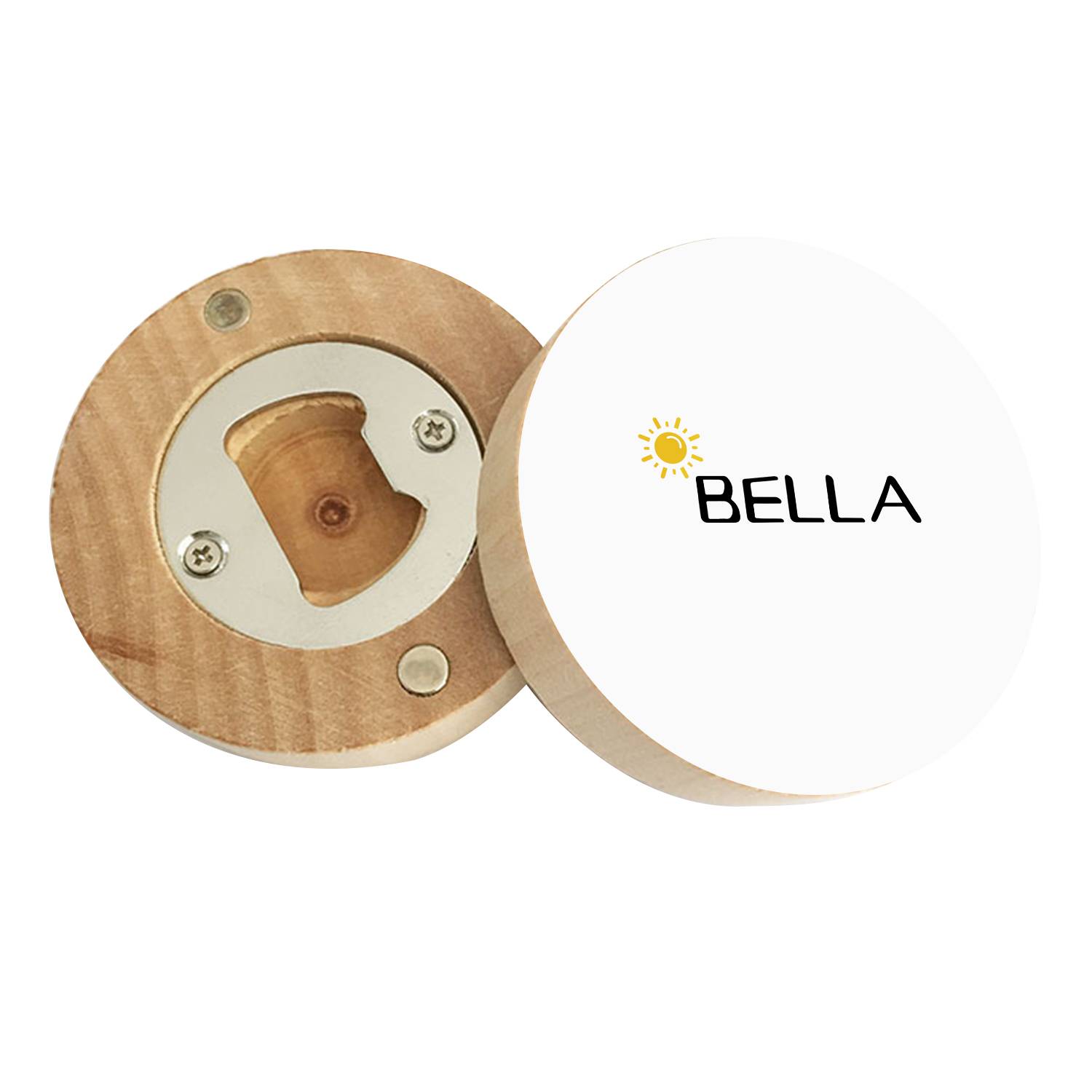 Wood Creative round bottle opener 2
