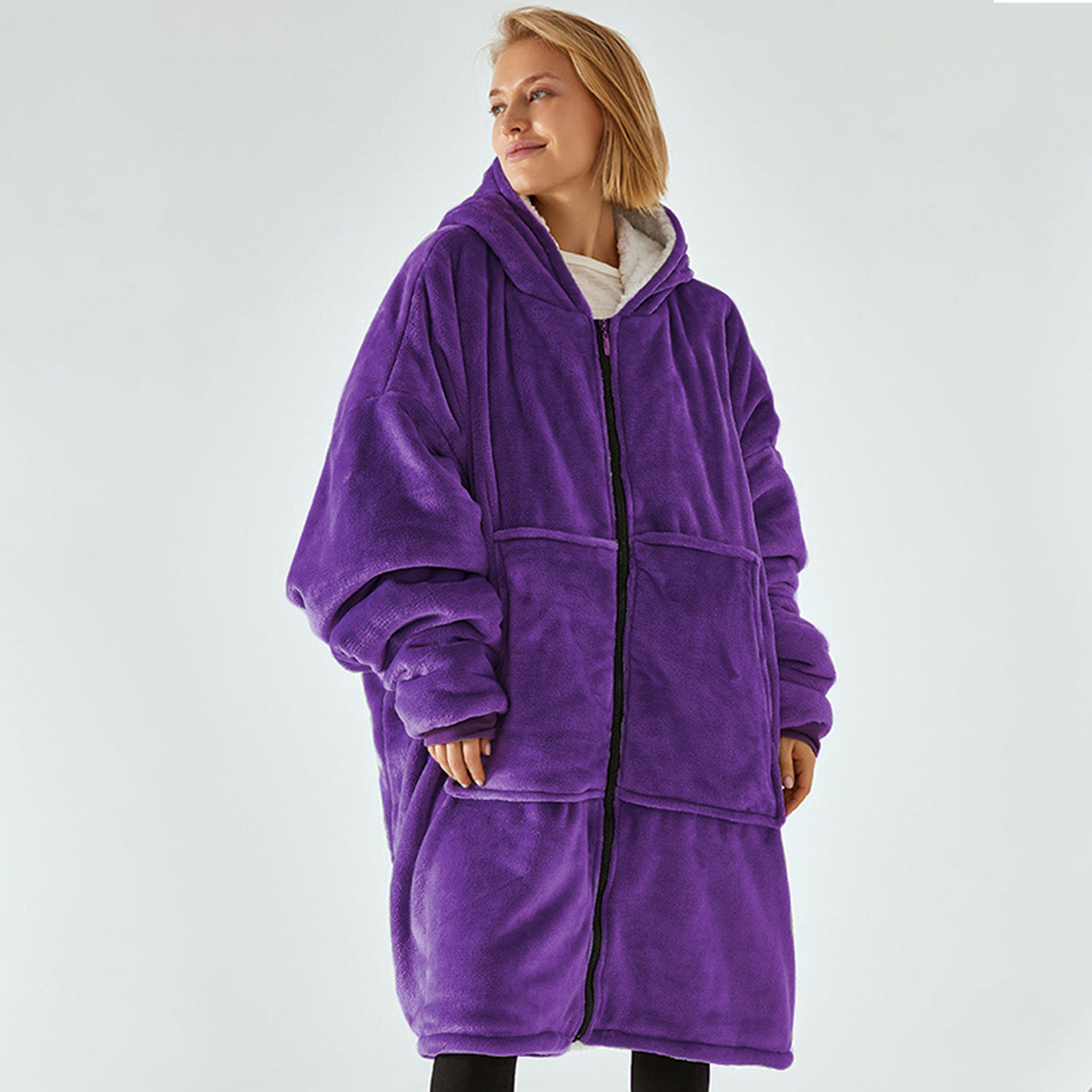 Oversized Lounge Zip Up Hoodie, custom hoodie or sweatshirt with logo imprint 8