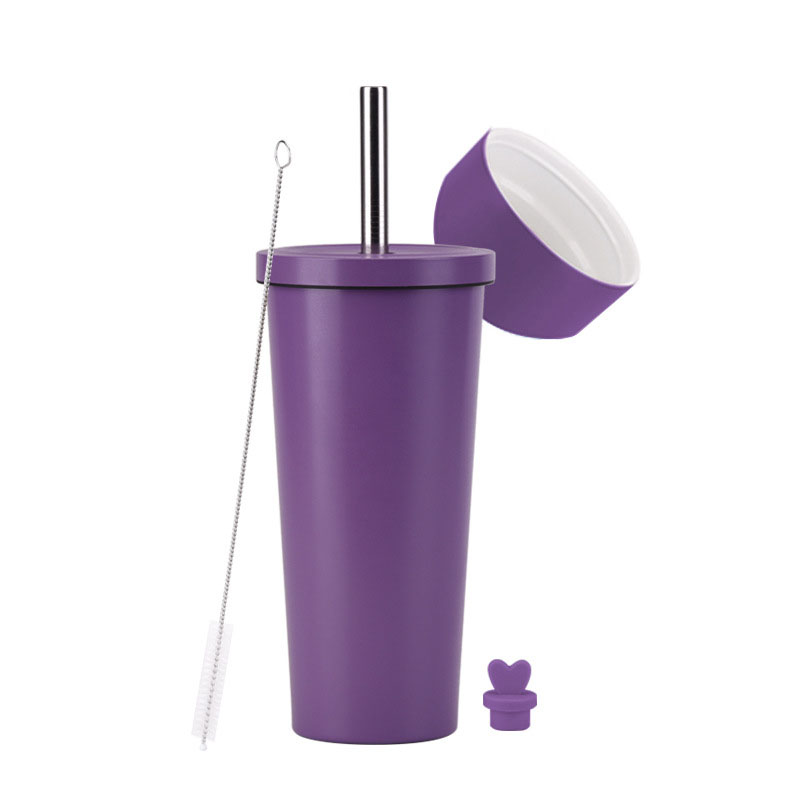 Double Wall Vacuum Straw Insulated Tumbler with Lid 10