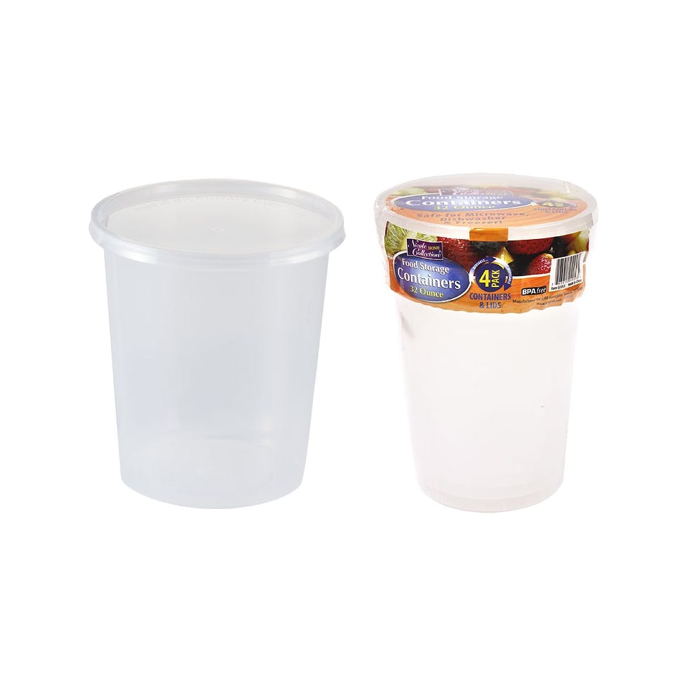 Round Storage Containers - Clear 32 oz 4 Pack 2