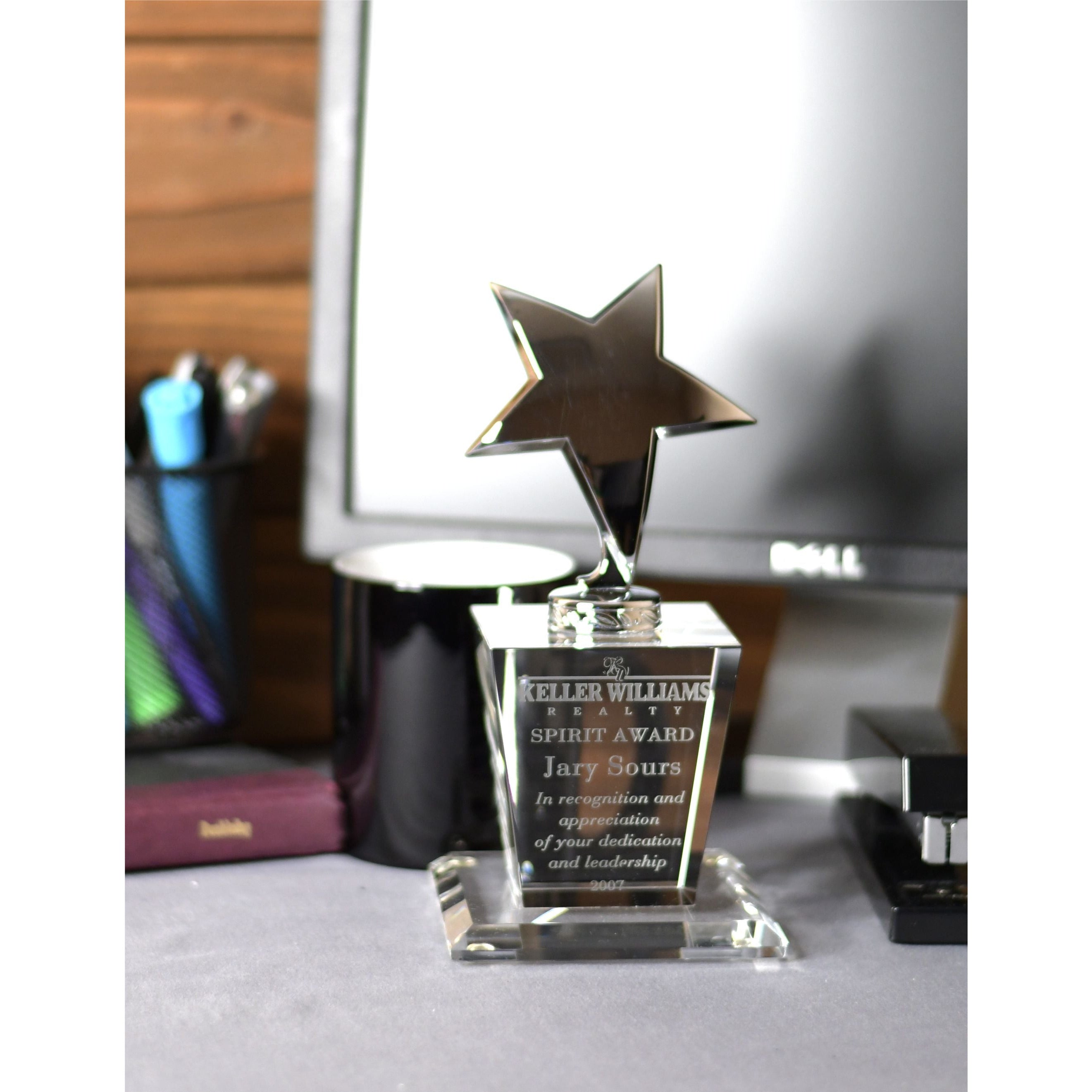 Optic Crystal Base With Silver Metal Star 2