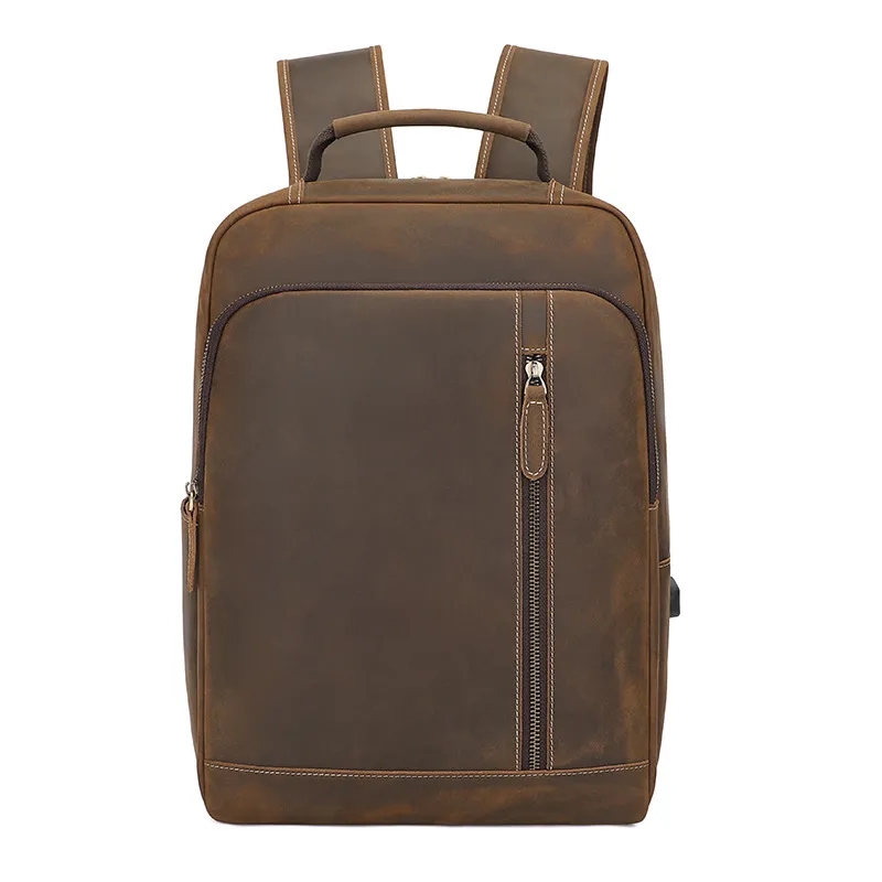 Custom 15 Inch Laptop Backpack Genuine Leather 2