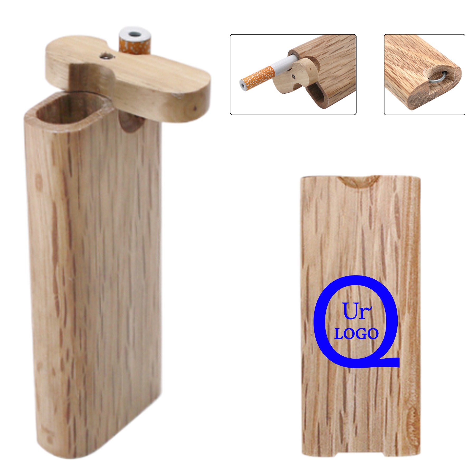 Wood Cigarette Case W/Rotated Lid