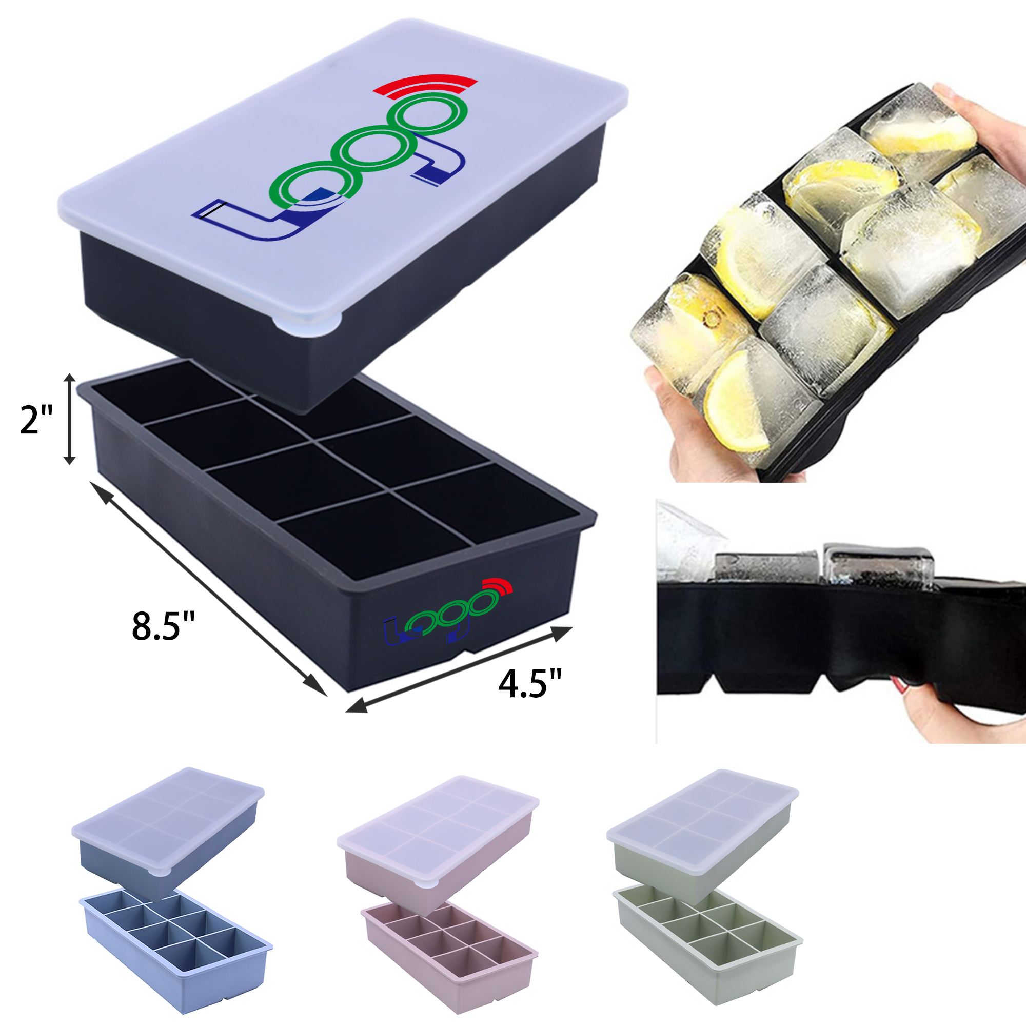 MOQ 50 PCS Flexible Silicone Square Shaped Ice Tray 4