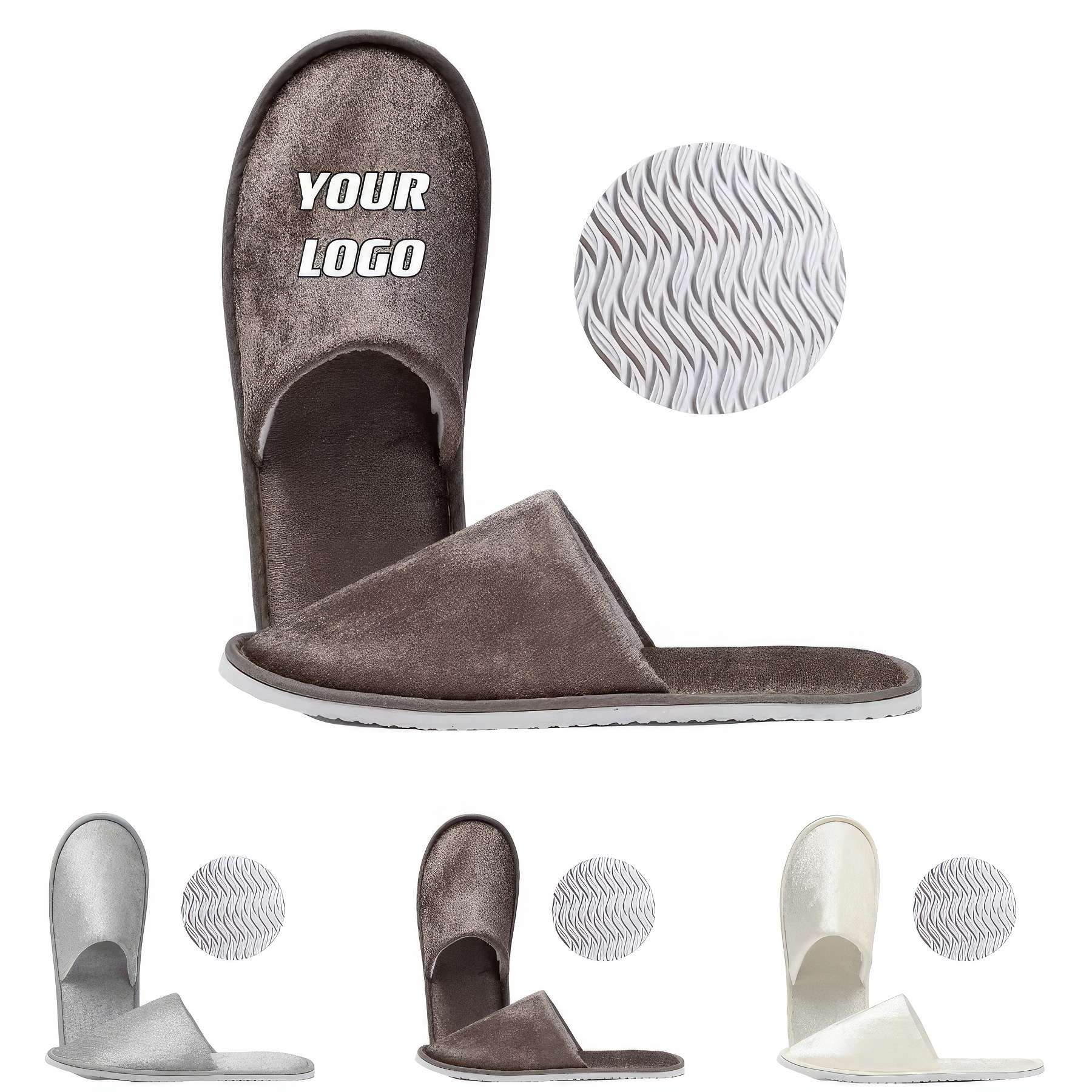 Custom Pleuche Non-slip Slippers For Hotel Guesthouse 2