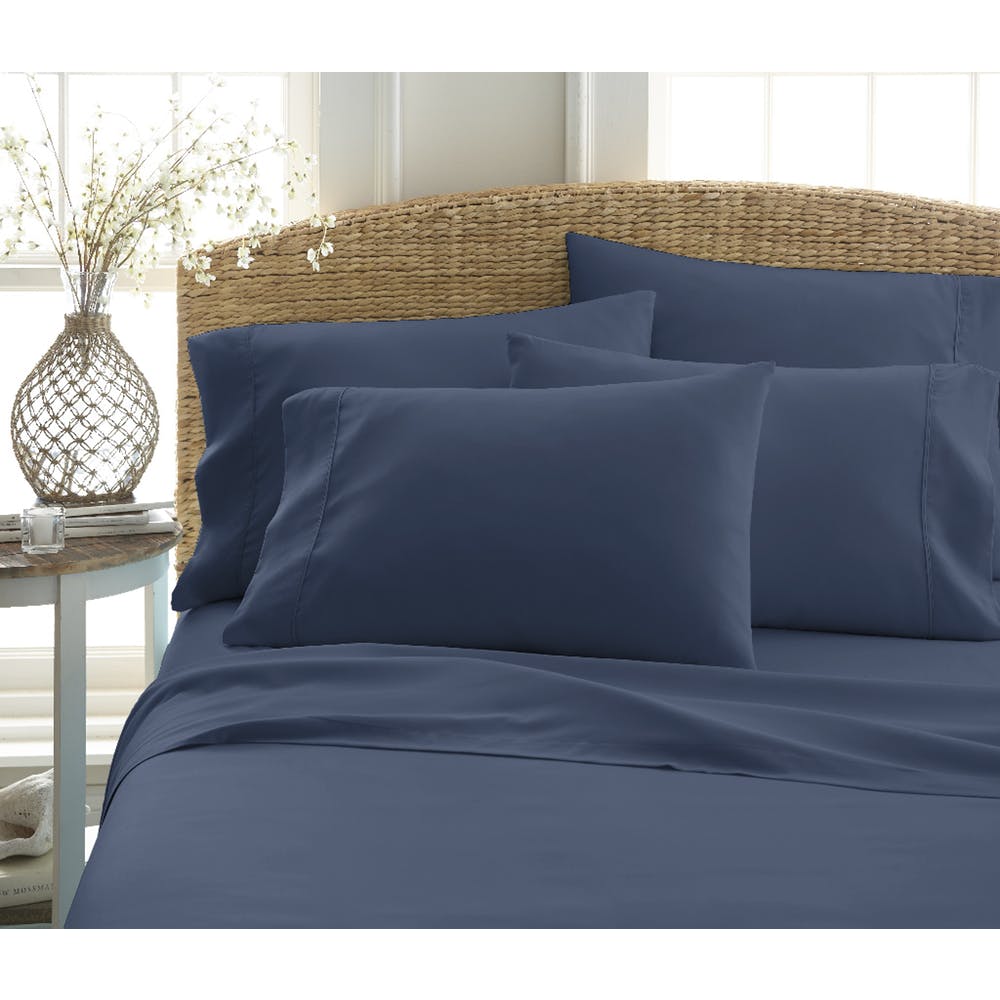 Microfiber Bed Sheet Sets - Navy Full 6 Piece Double-Brushed 1