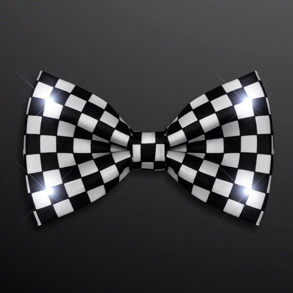 Black & White Light Up Checker Bow Tie 2