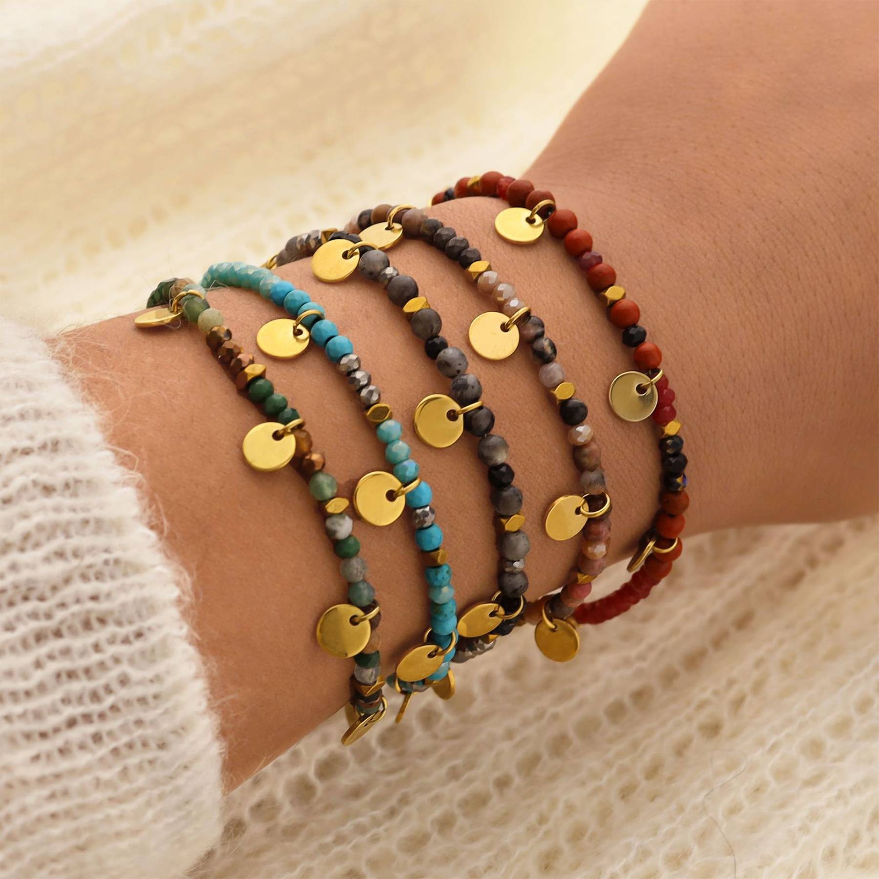Stainless steel hand-beaded bracelet 6