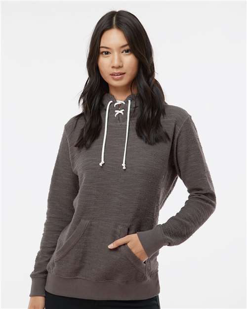 Women's French Terry Sport Lace Scuba Hooded Sweatshirt - 8694 3