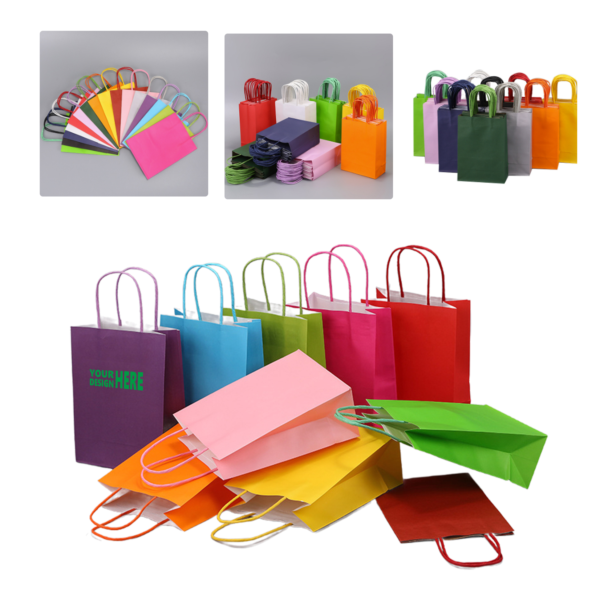 MOQ 50 Assorted Kraft Paper Bags Sturdy Shopping Gift Packaging 2