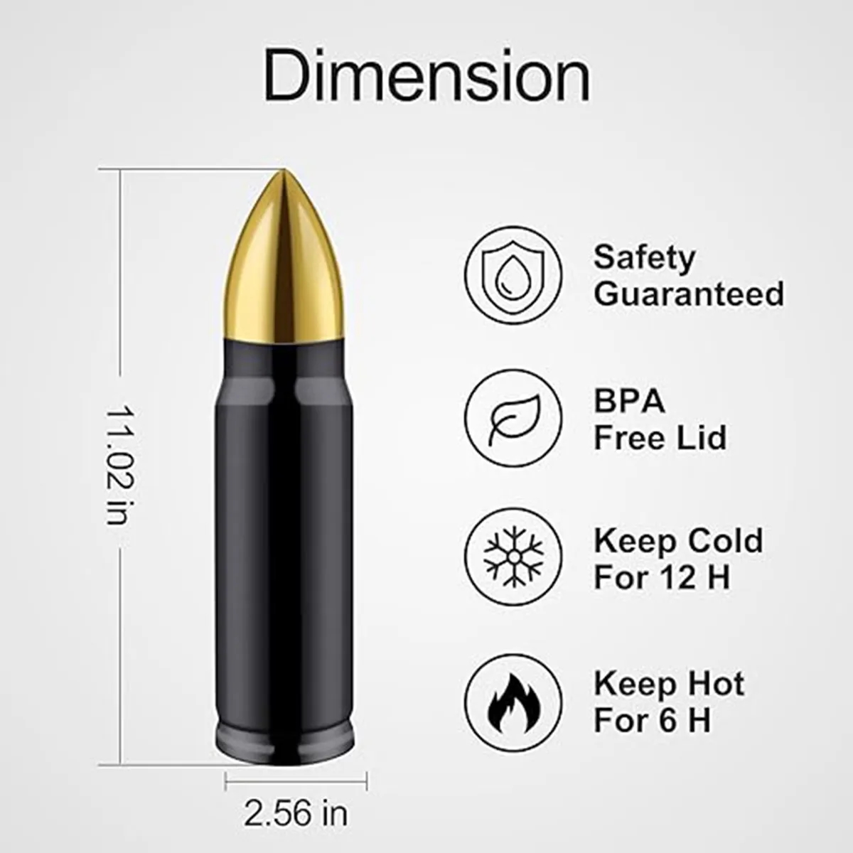 Unique 17oz 304 Stainless Steel  Bullet Shape Water Bottle 4