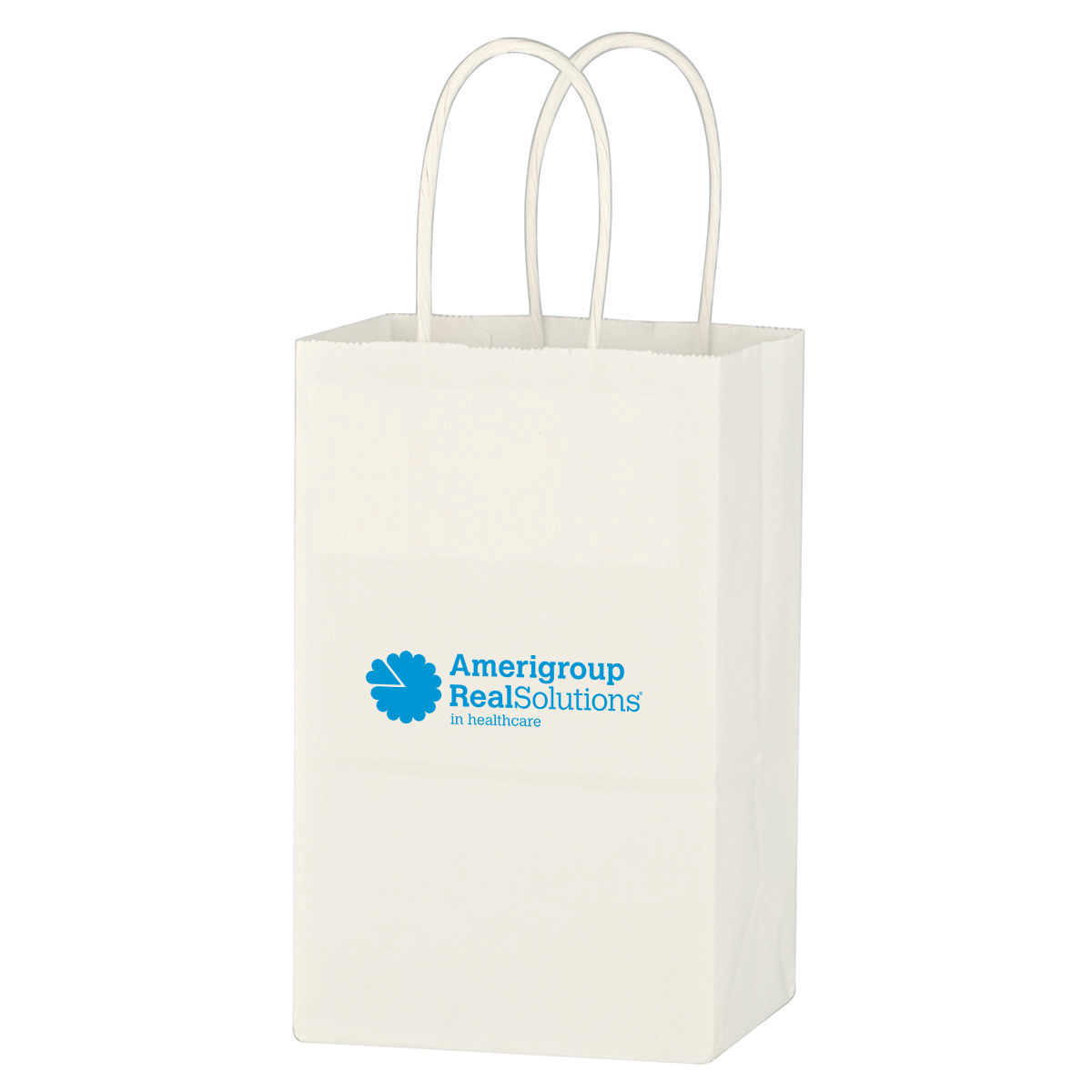 Kraft Paper White Shopping Bag - 5-1/4" x 8-1/4"
