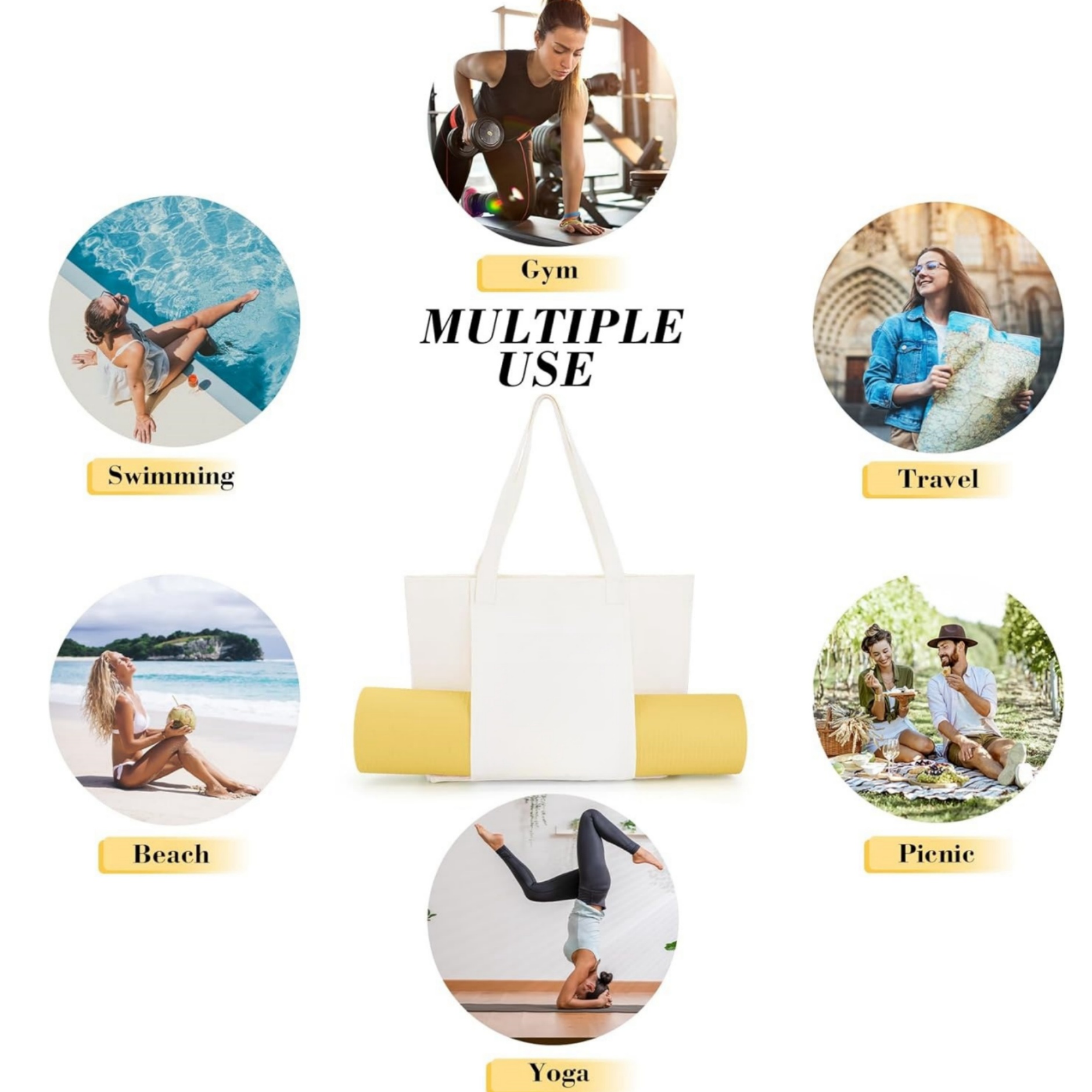 Yoga Mat Carrier Canvas Tote Bag 4