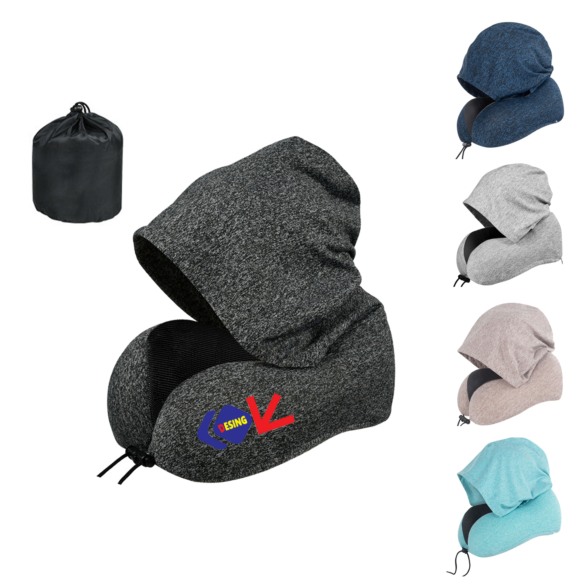 Memory Foam Hooded Travel Neck Pillow 2