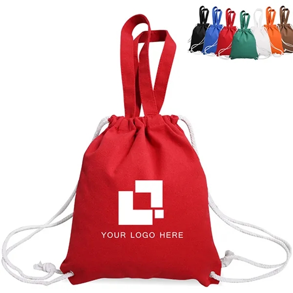 8oz. Recycled Cotton Drawstring Bag With Handle 6
