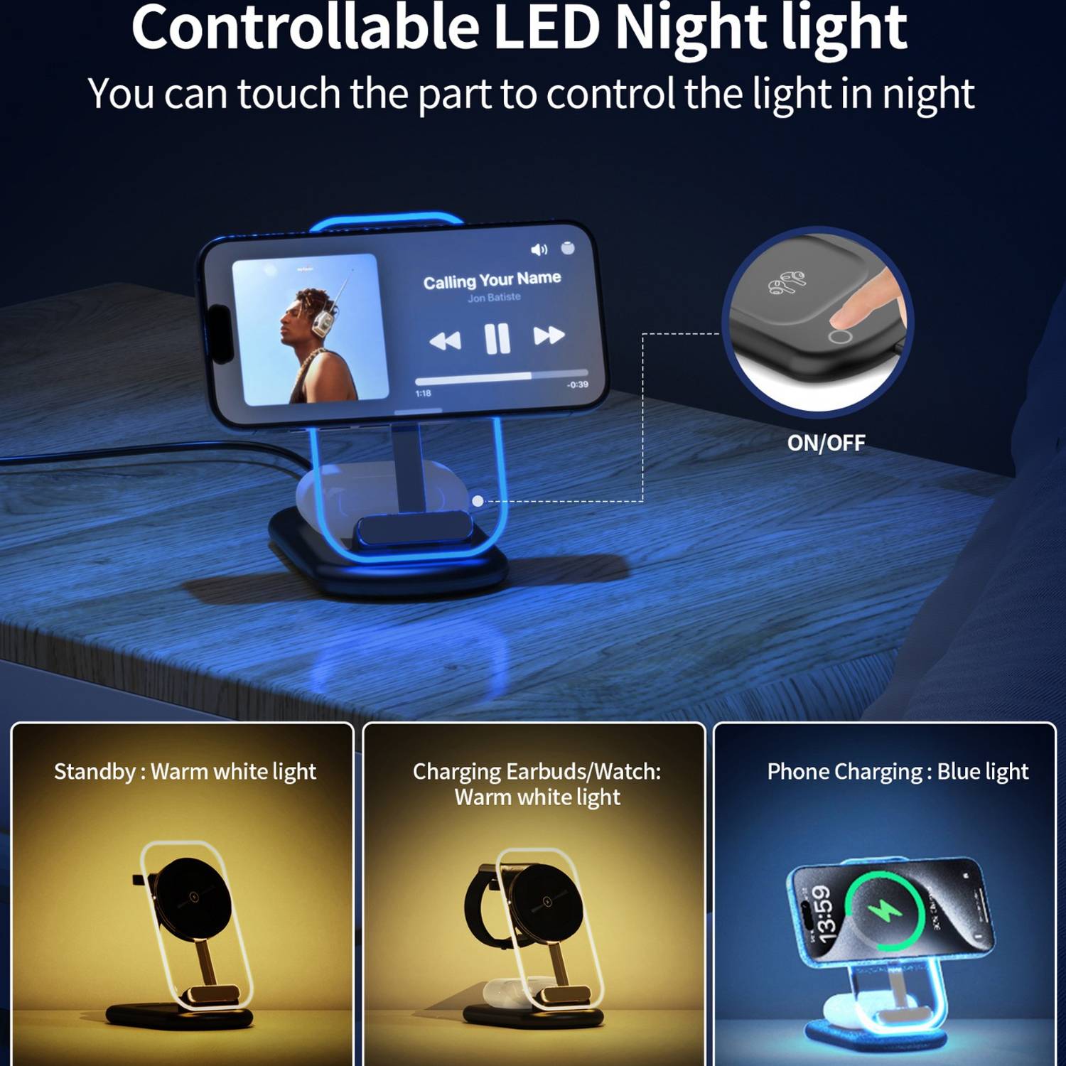 3 In 1 15W Magnetic Wireless Charger Phone Holder 6