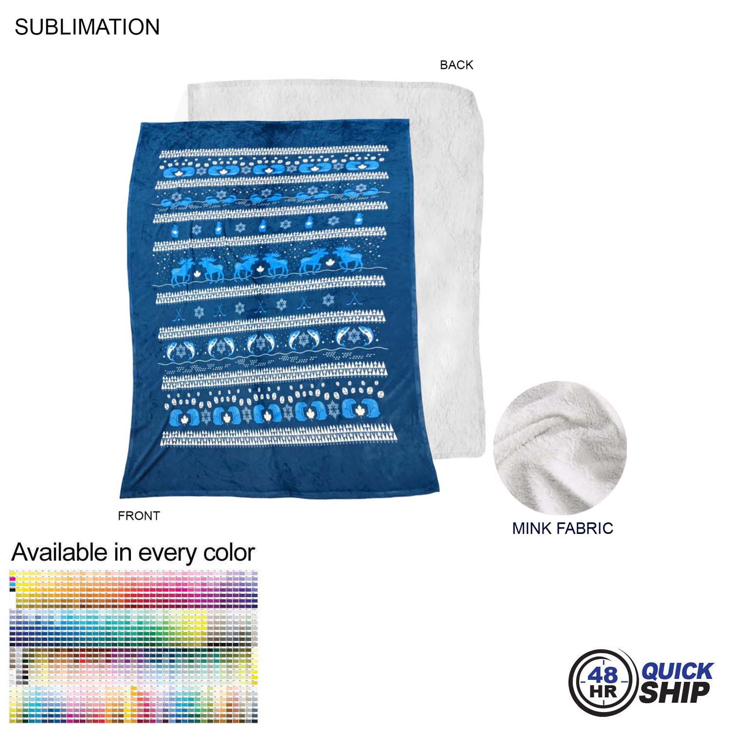 48 Hr Quick Ship - Plush and Cozy Mink Flannel Fleece Blanket, 60x80, Sublimated Edge to Edge 1 side 5