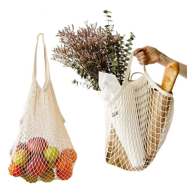 Ecology Reusable Cotton Mesh Grocery Bags, custom tote bag with logo imprint 1