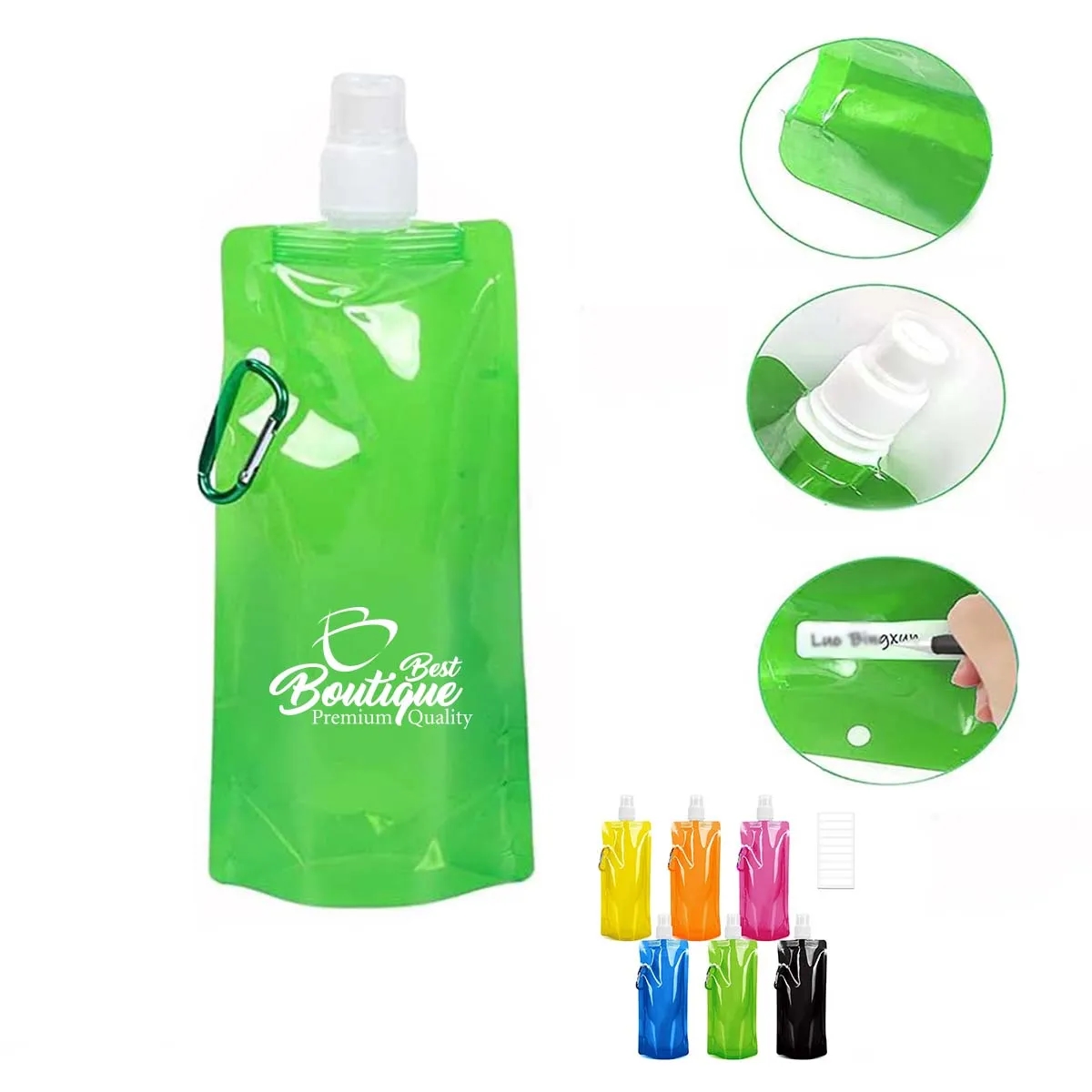 16Oz Pe Reusable Collapsible Carabiner Hook Water Bag Clip 4