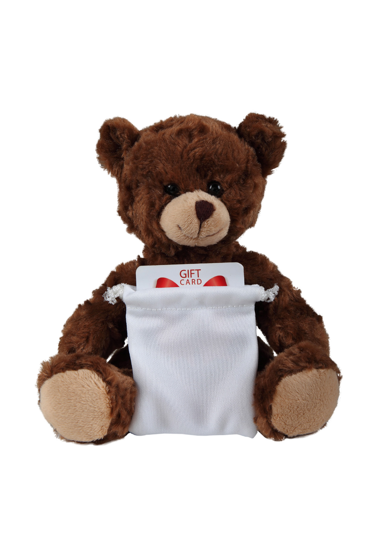 soft plush Chocolate Curly Sitting Bear with gift card sack 4